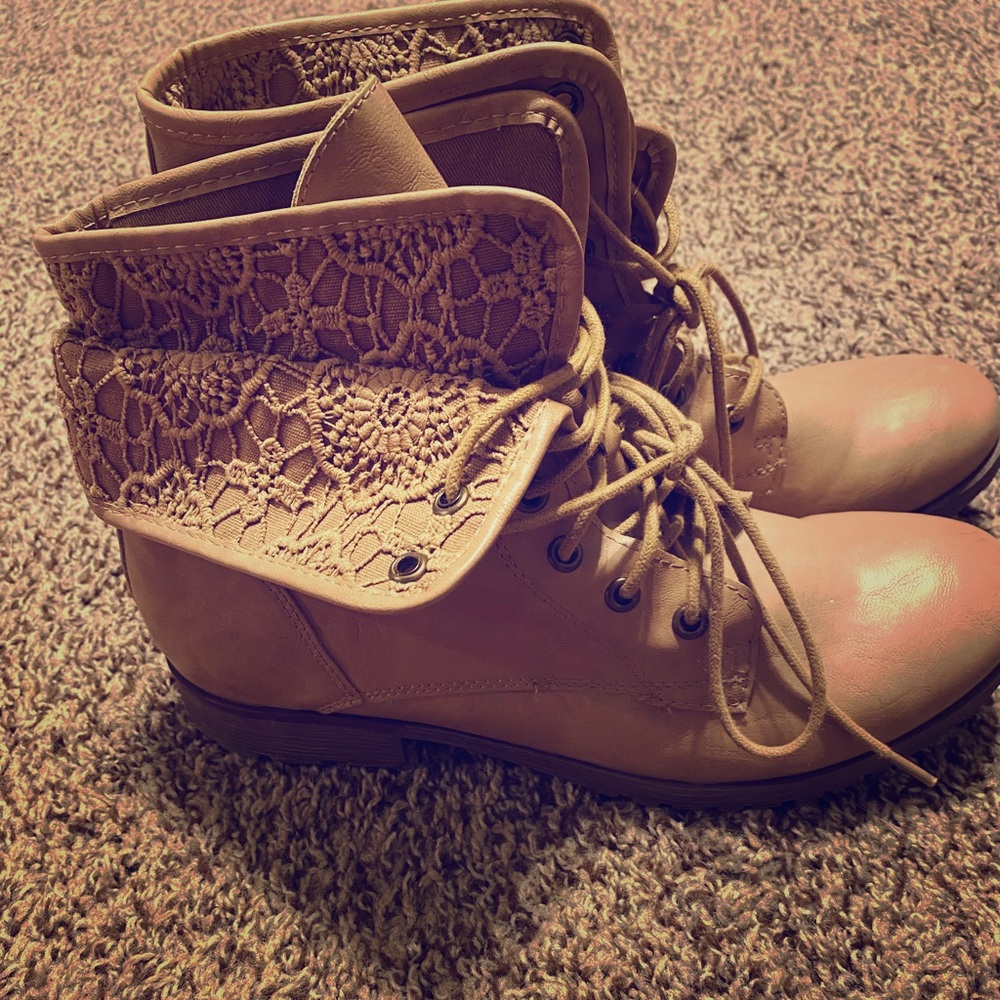 Fold over leather boot